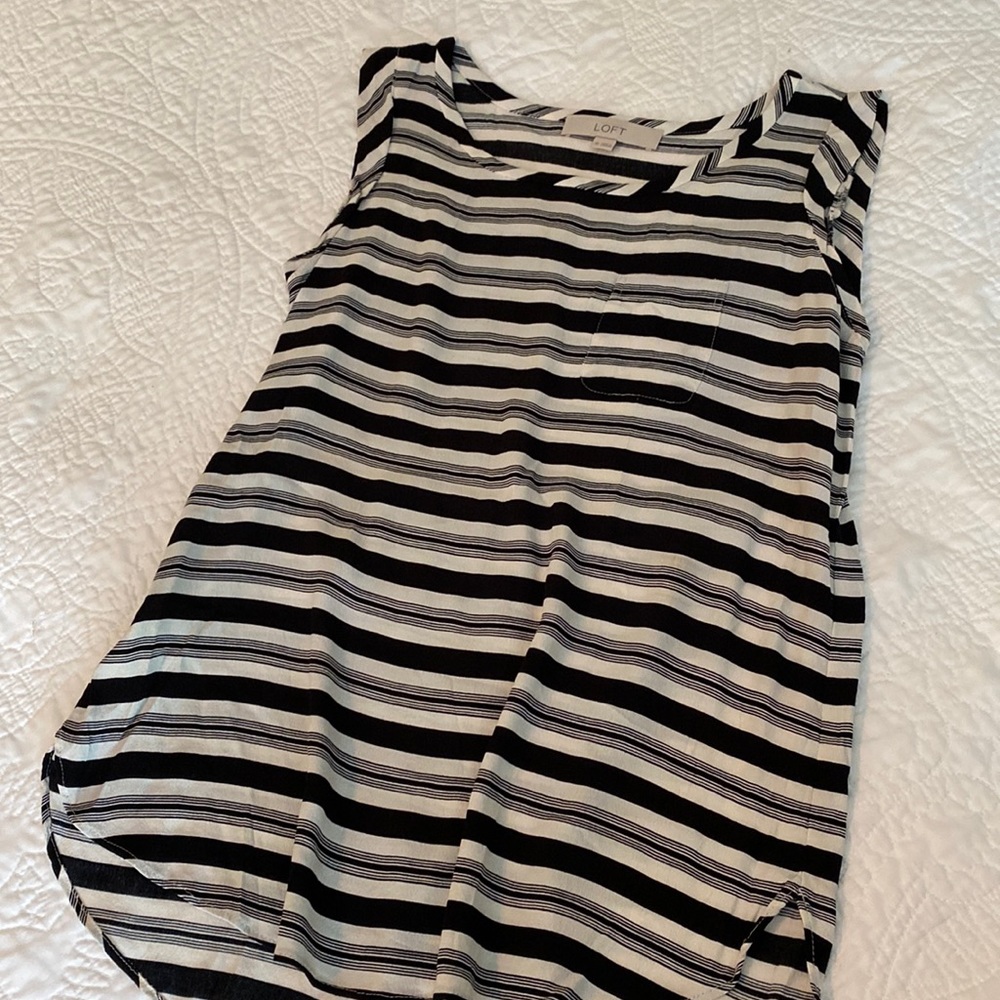 Black and White Striped LOFT Blouse Size XS